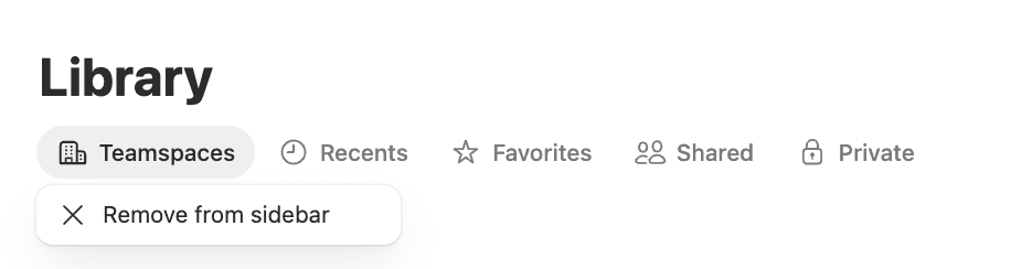 Bibliothek aus der Seitenleiste entfernen