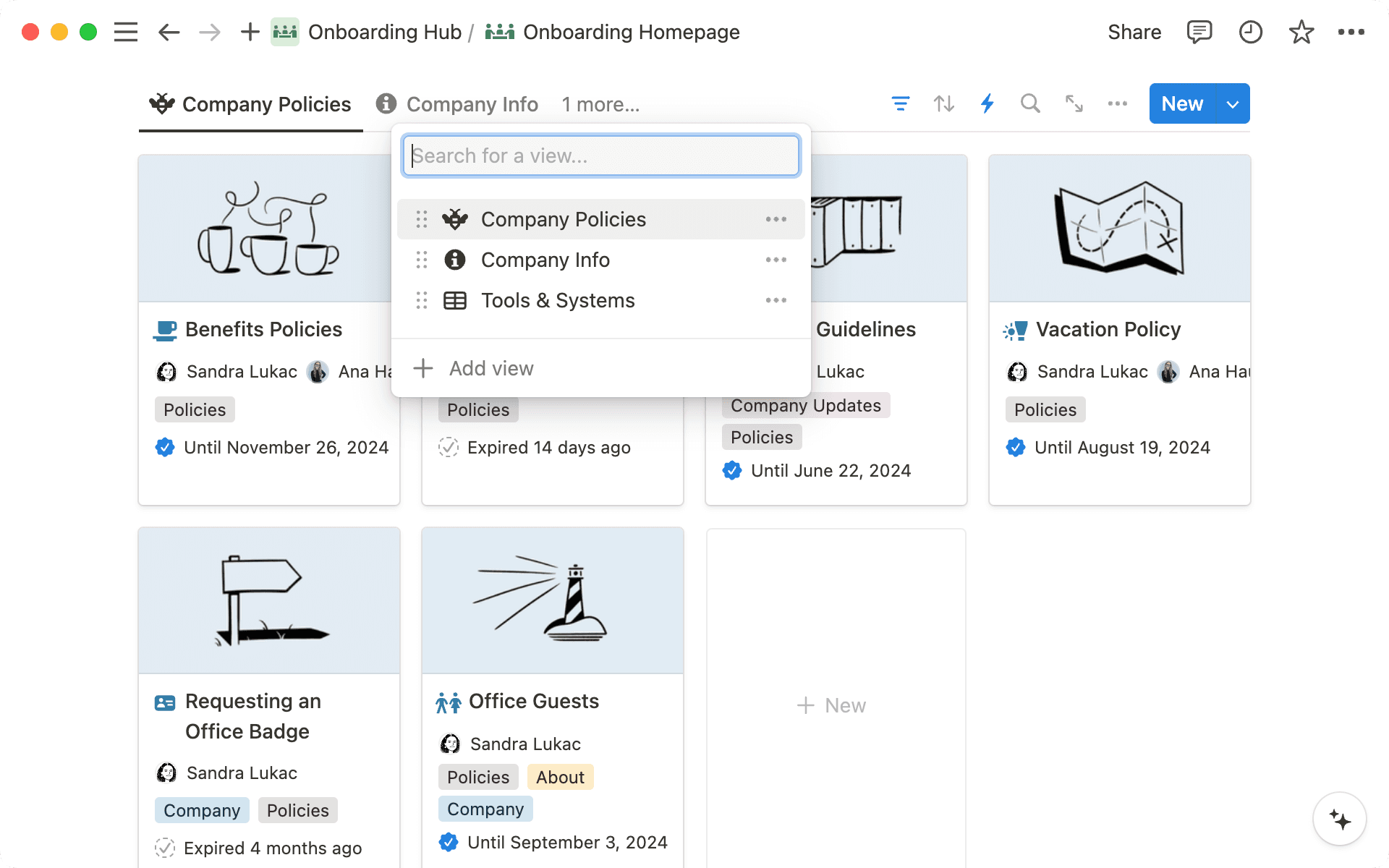Ansichten können helfen, Informationen innerhalb deines Wikis zu organisieren.