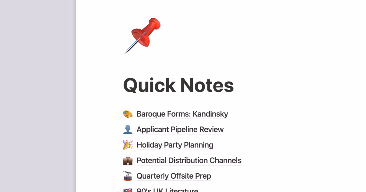 Build a quick notes page in Notion