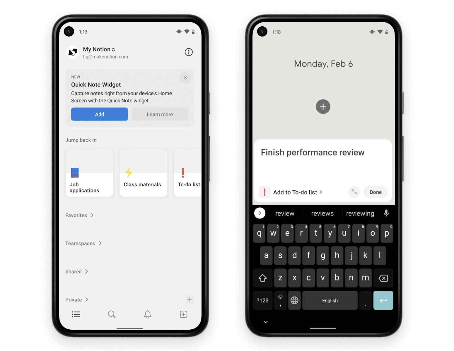 Quick Note Widget für Android