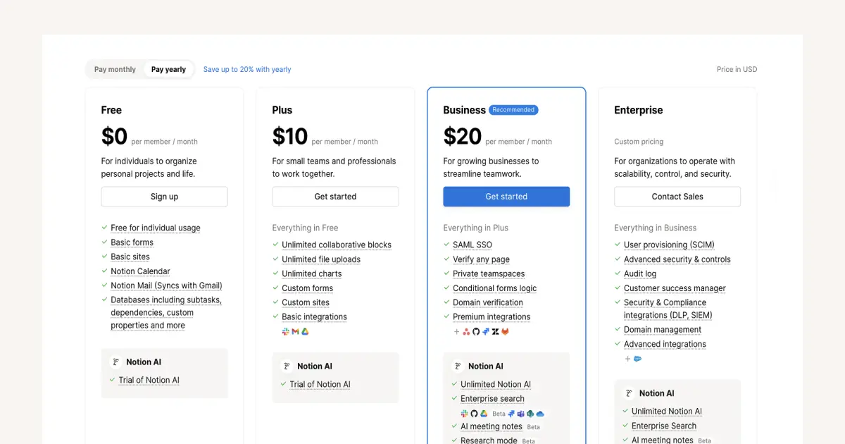 Ist der Business oder Enterprise Plan von Notion der Richtige für dich?