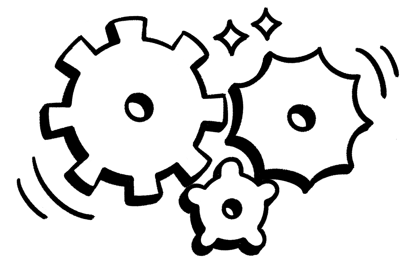 Spot-Illustration: Zahnräder (Schwarz-Weiß)