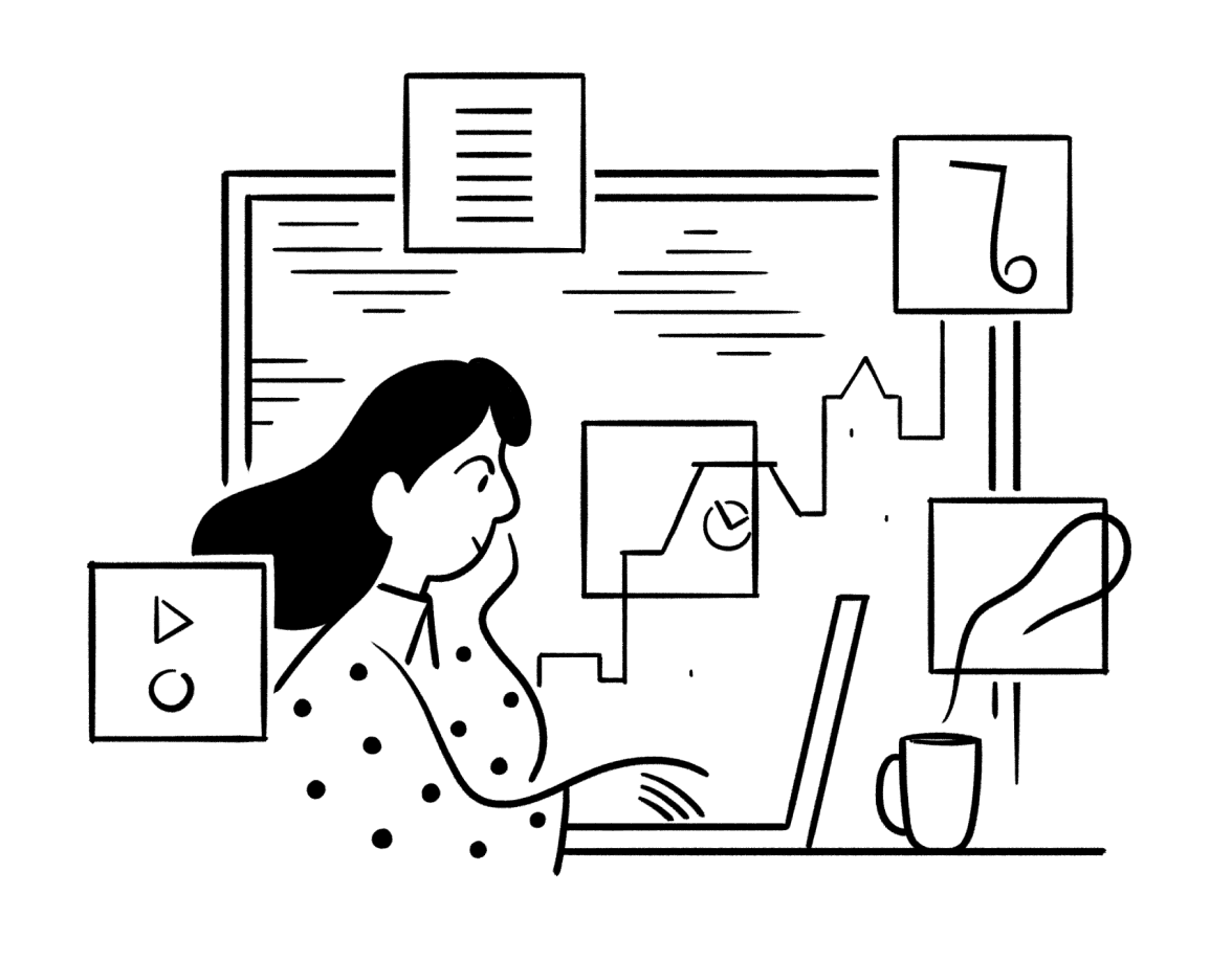 Teammitglied, das in Notions All-in-One-Workspace arbeitet, der Dokumente, Aufgaben und Wissen vereint.