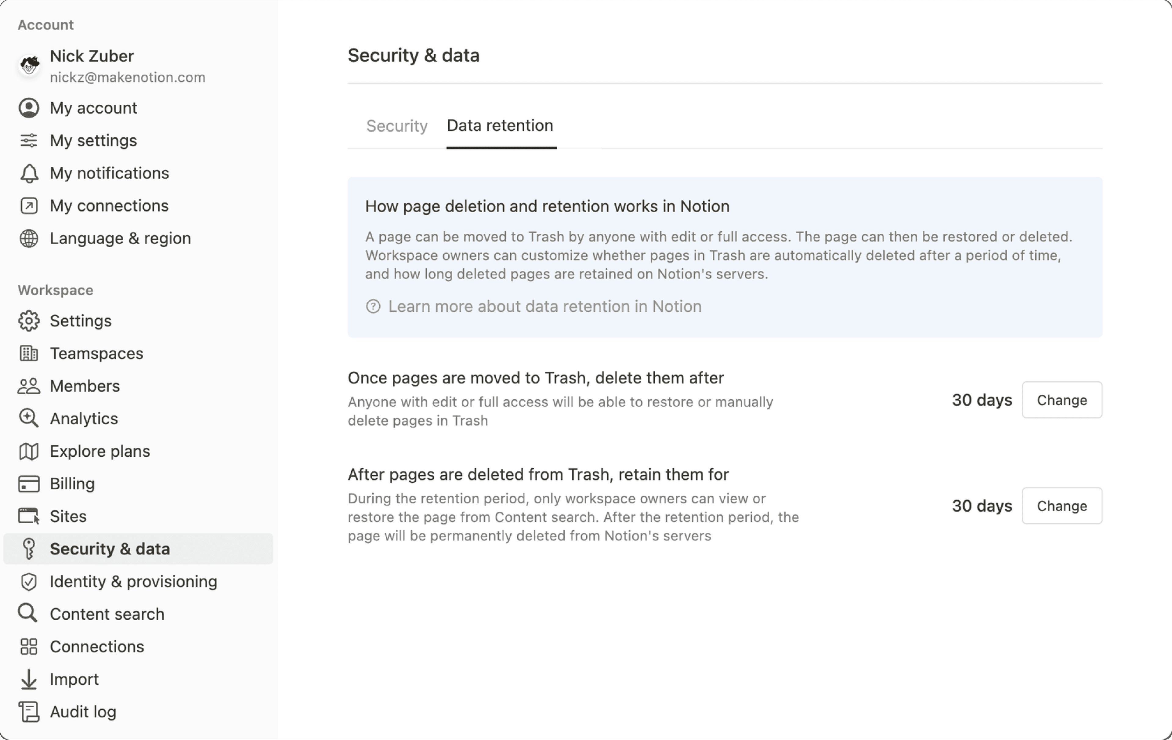 Individuelle Einstellungen zur Datenspeicherung
