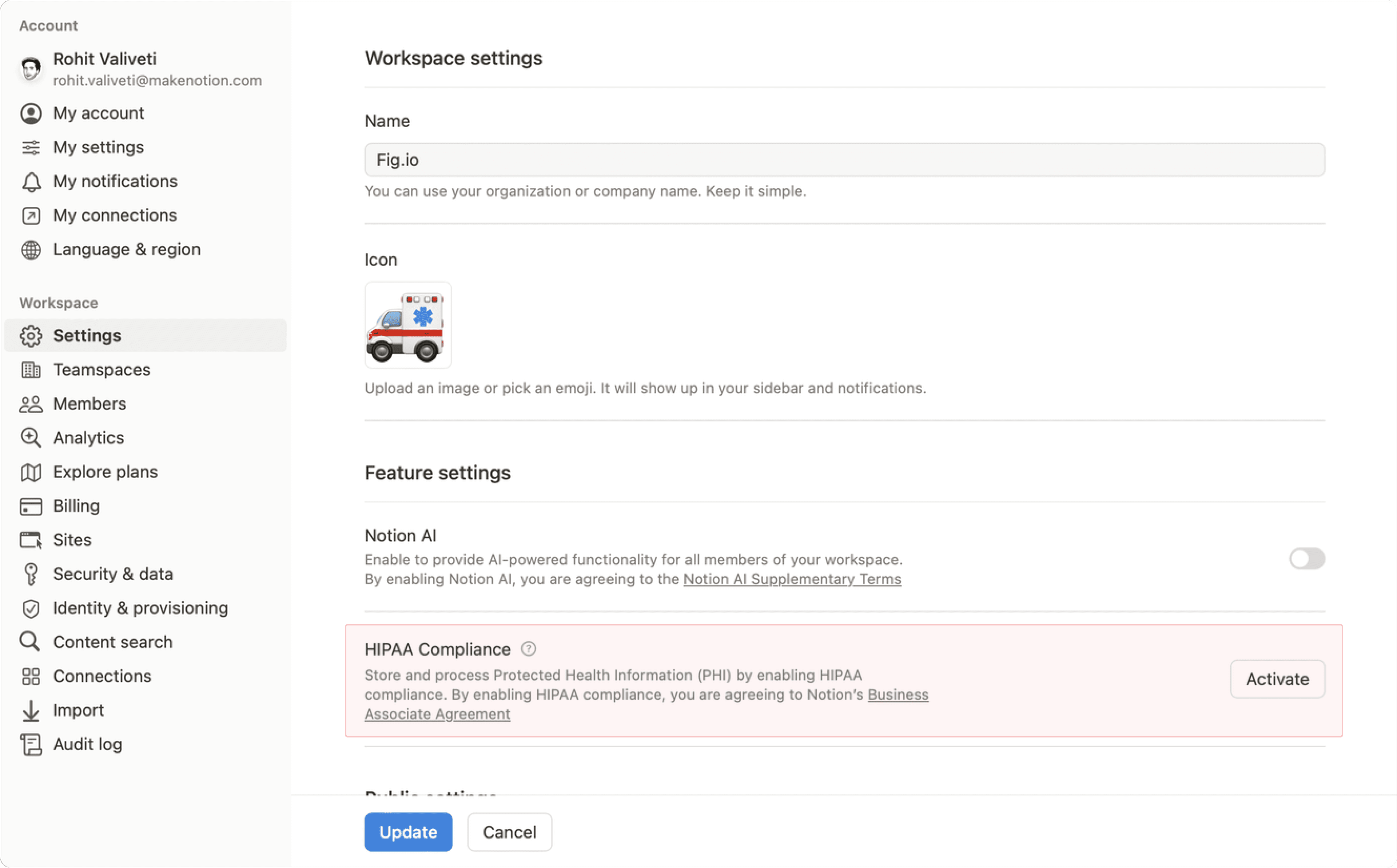 hc: HIPAA-Einhaltung aktivieren