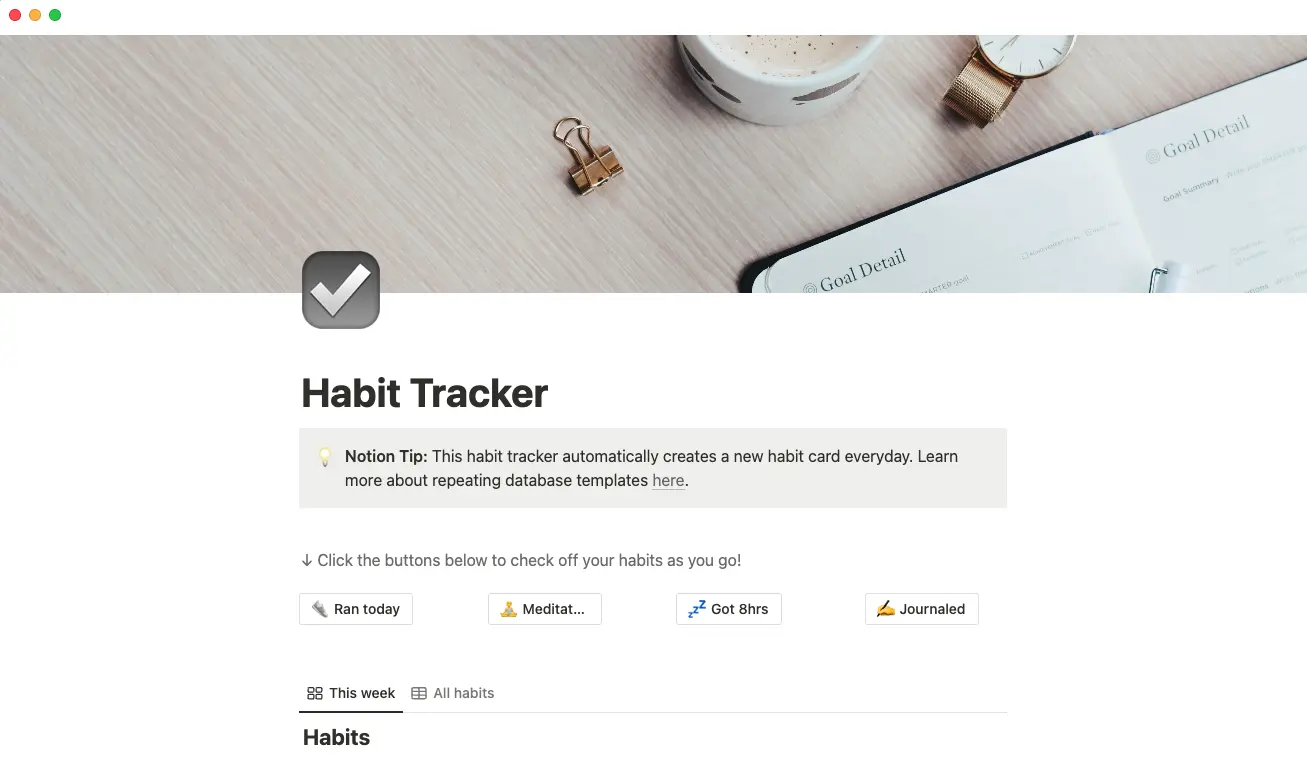 habit tracker template