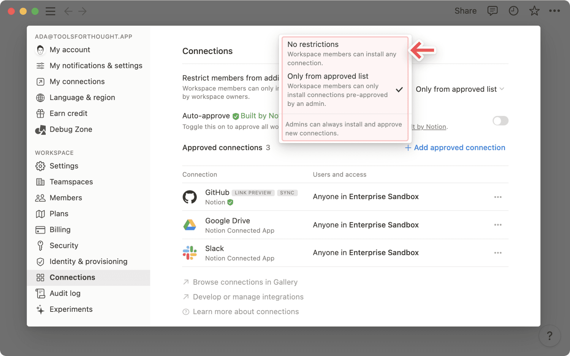 Integration – Enterprise-Menü