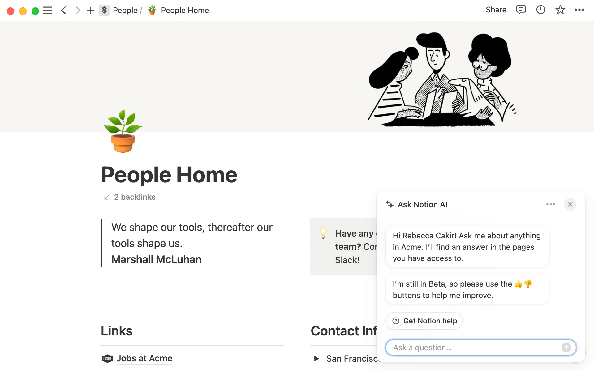 Klicke auf das Glitzer-Symbol rechts unten, um Q&A zu öffnen. Alternativ lässt sich Q&A auch über das Suchmenü aufrufen.