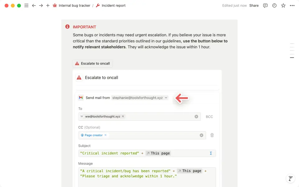 Passe deine Formeln an, um zu steuern, wer Benachrichtigungen erhält und wer den E-Mail-Text erhält.