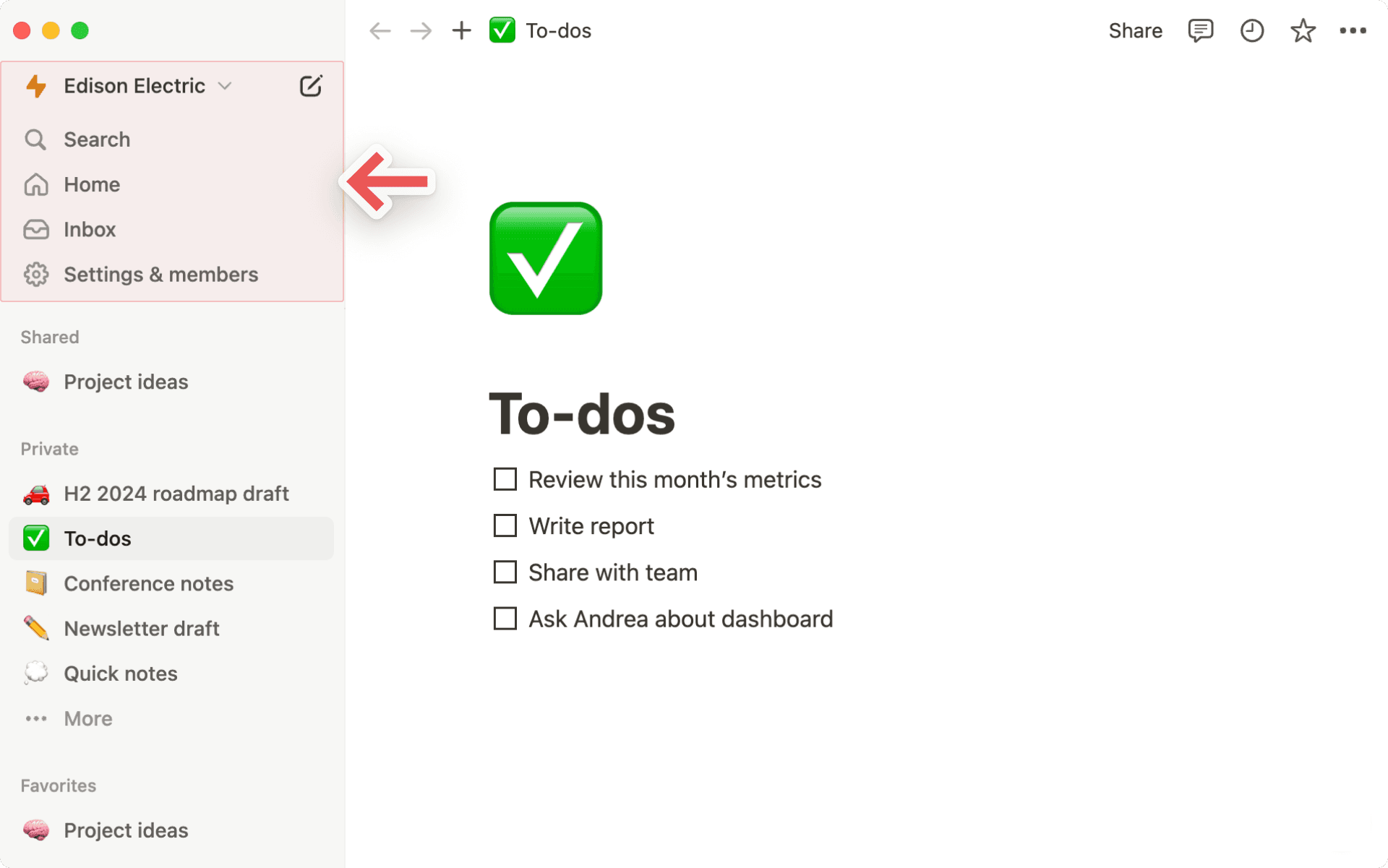 hc: Bedienfeld der Seitenleiste