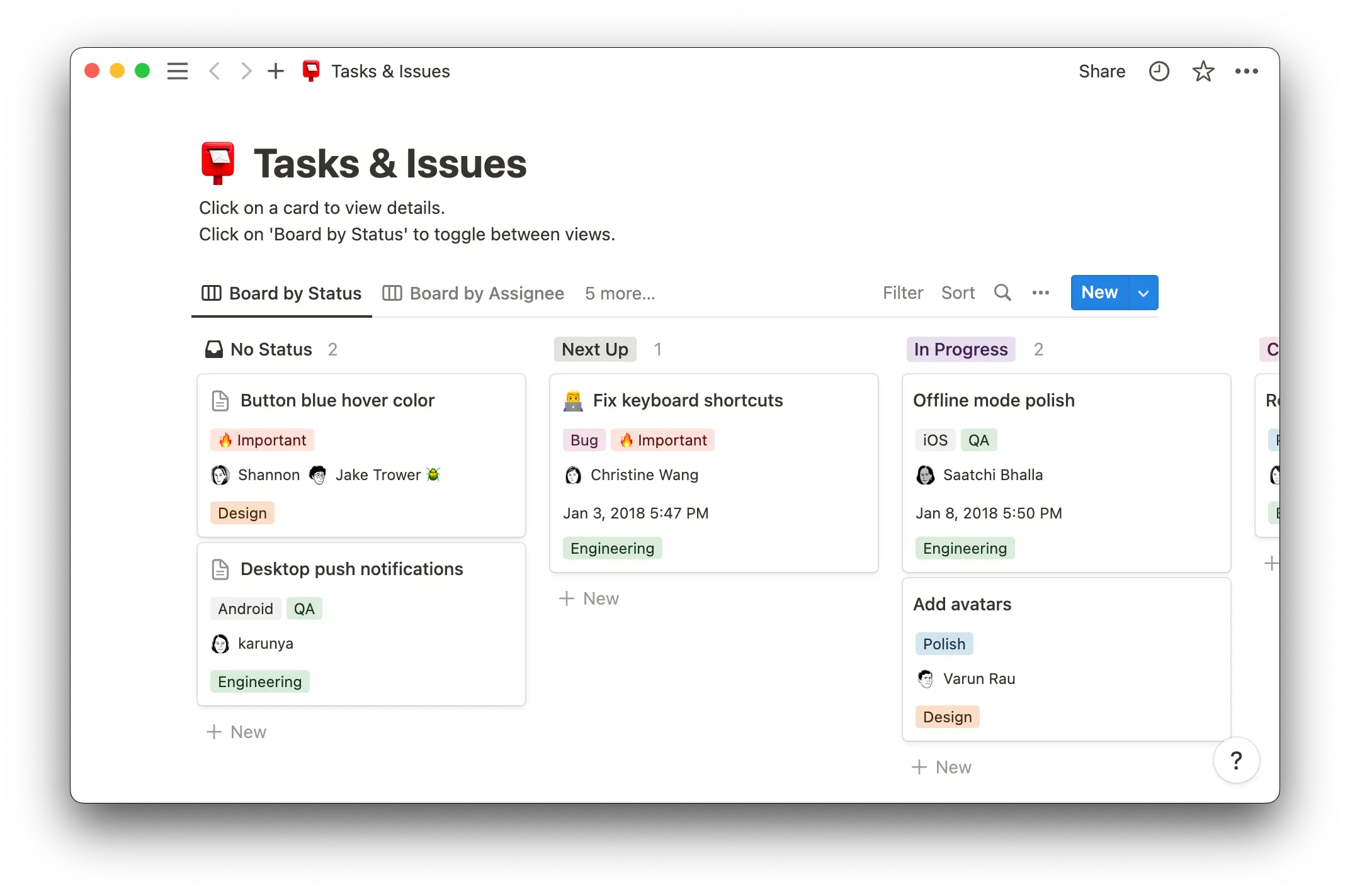 tasks and issues template