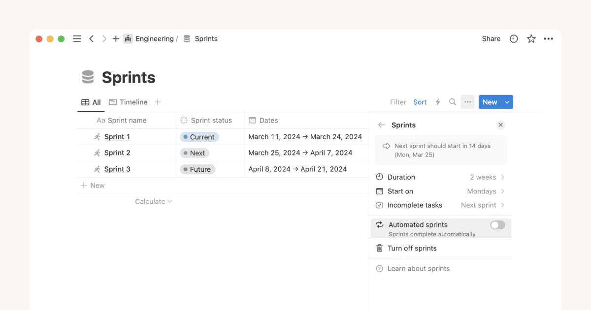Sprints – vereinfacht durch das Sprint-Tracking-System von Notion