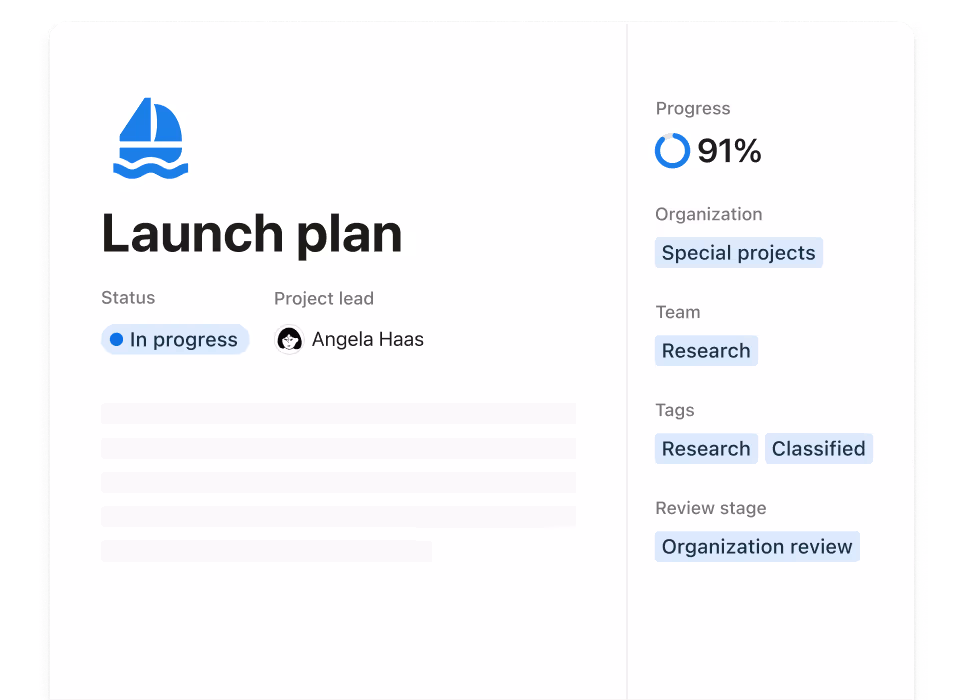 Ein auf die Bedürfnisse der Teams zugeschnittenes Launch-Plan-Dokument