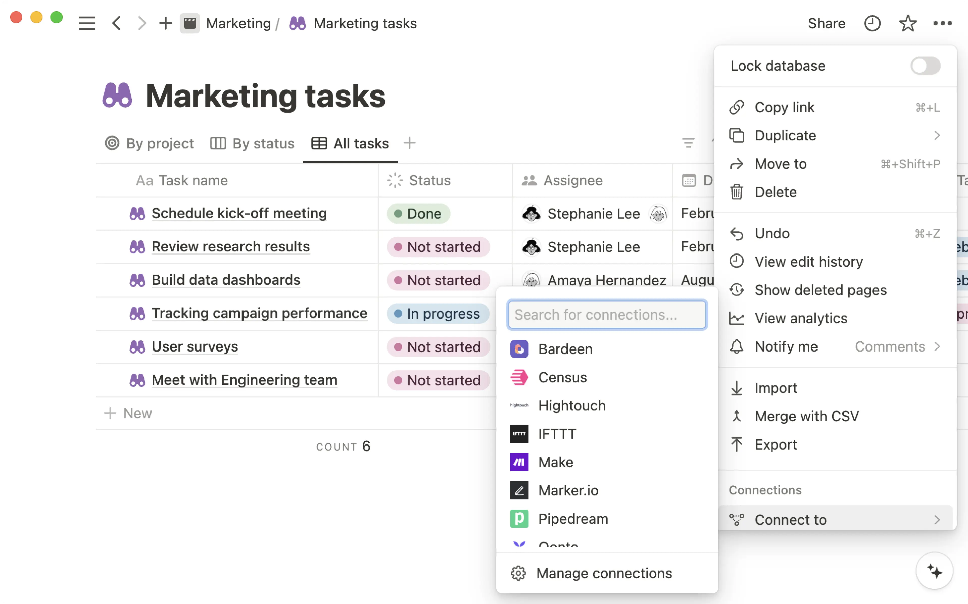 Menüpunkt Verknüpfungen hinzufügen