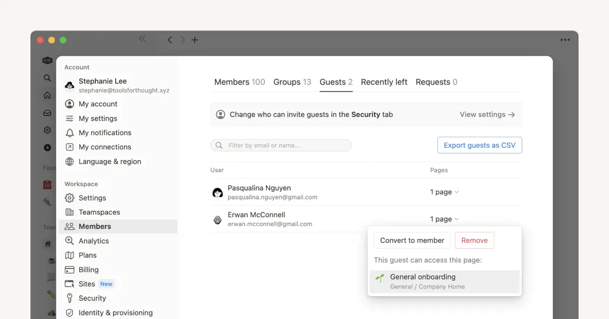 Wer sollte ein Workspace-Mitglied sein und wer sollte ein Gast sein?