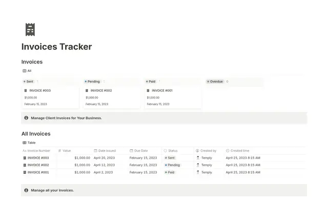 Invoices Tracker