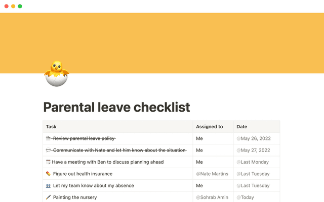 Parental leave checklist